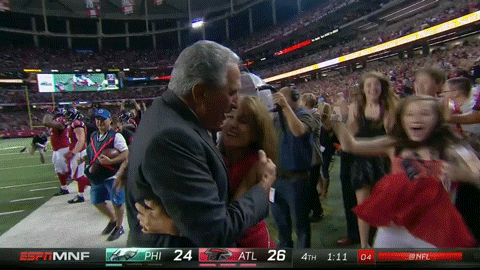 To celebrate last night's win, Arthur Blank tied a damsel to a train track.