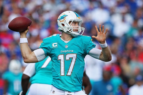 ORCHARD PARK, NY - SEPTEMBER 14: Ryan Tannehill #17 of the Miami Dolphins throws against the Buffalo Bills during the second half at Ralph Wilson Stadium on September 14, 2014 in Orchard Park, New York. (Photo by Vaughn Ridley/Getty Images)